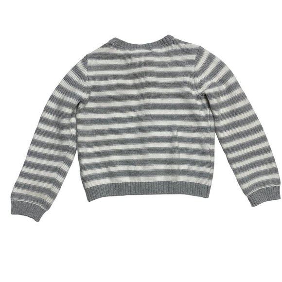 Isaac Mizrahi Girl Size 3T Gray Striped Cotton Knit Button Up Cardigan Sweater - Picture 6 of 6